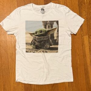 White Graphic T-Shirt with Baby Alien Design